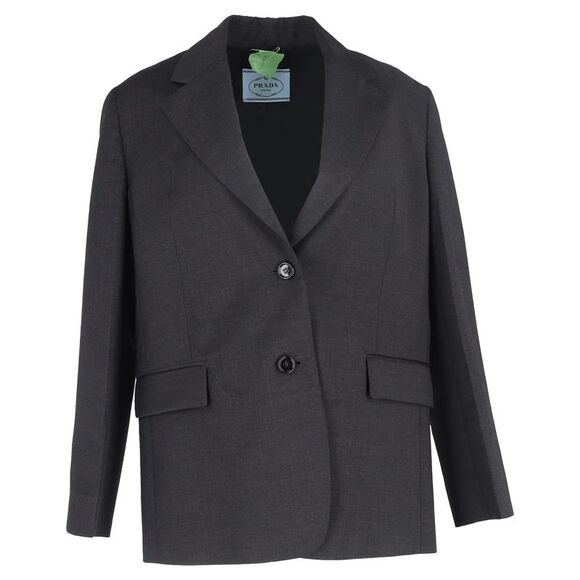 Prada Oversized Blazer in Grey Wool